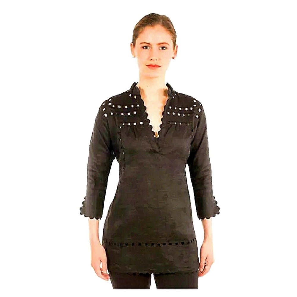 Gretchen Scott Black Cotton Tunic Large